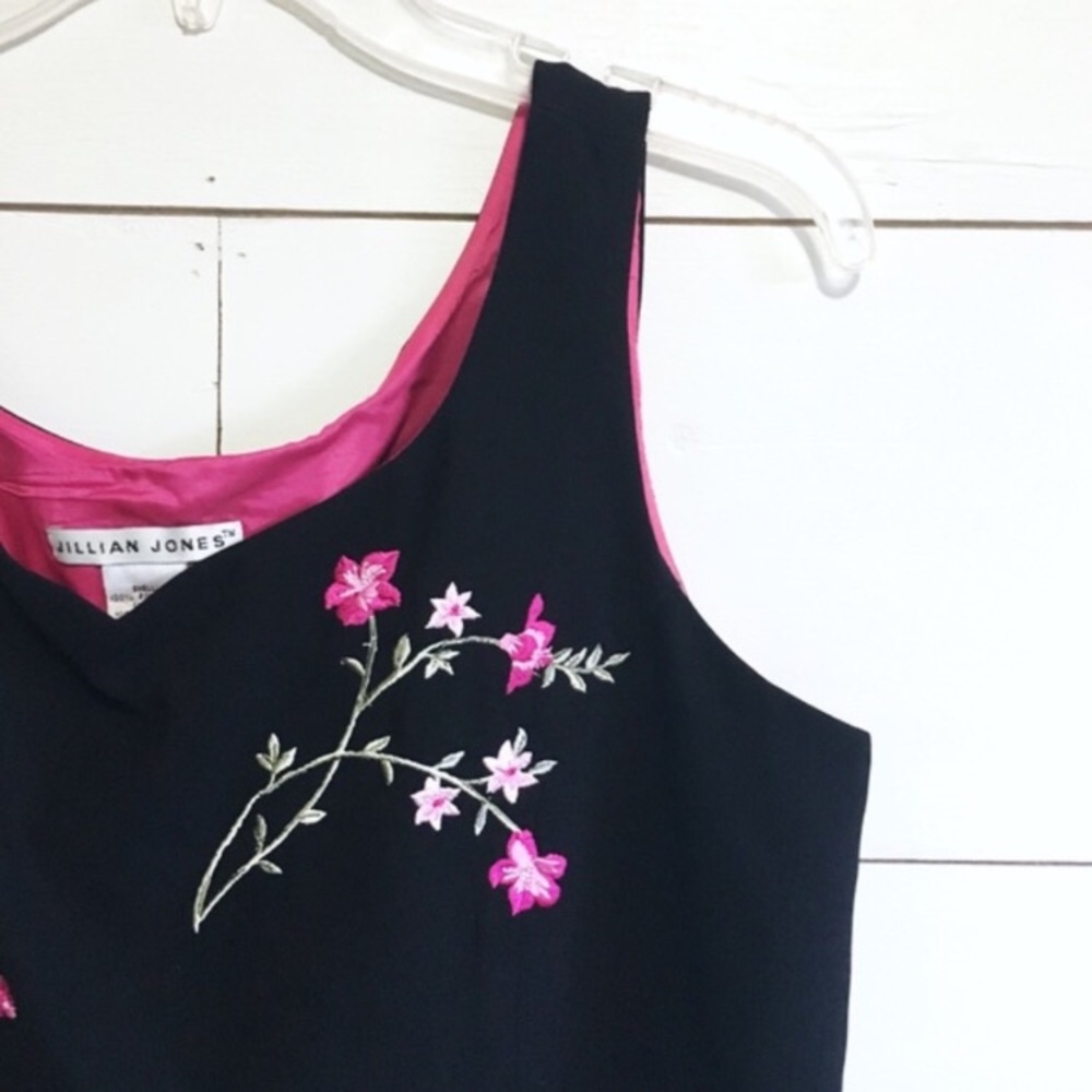 NWOT black floral embroidered sheath dress